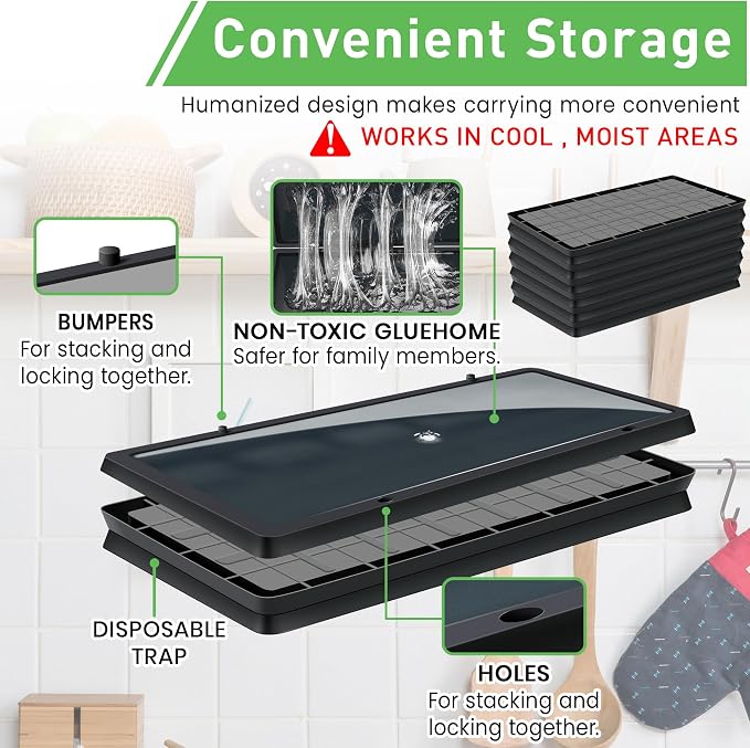 Landisun Mouses Traps Indoor for Home Heavy Duty Plastic Trays for Catching Bugs, Rates, Rodents Non-Toxic Stickys Boards