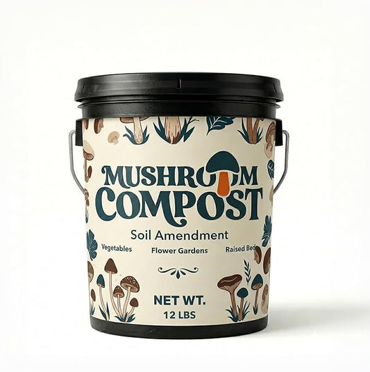 Mushroom Soil Compost 12 lb Pail, Organic Nutrient-Rich Garden Soil Amendment for Vegetables, Flowers, Raised Beds, Lawn Care, Container Gardening and Planting Mix