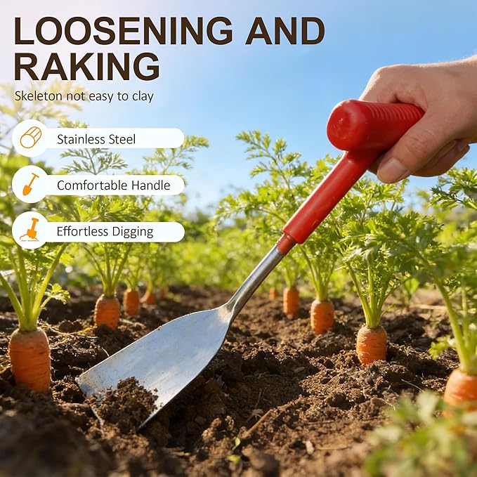 Garden Shovel Garden Hand Trowel, Multifunctional Flat Garden Trowel for Planting, Weeding, Transplanting, Digging, Remove Weeds and Roots, Small Weeding Tool for Gardening Hand Tool (2pcs)