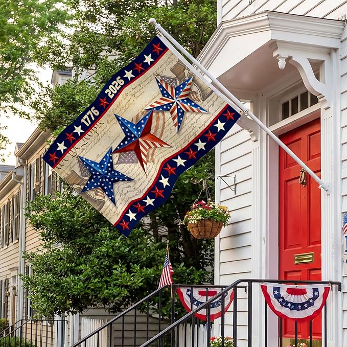 250 Anniversary USA Flag 3x5 Ft,4th of July 250th Year American Yard Banner,God Bless United States Large Decorations Double-Sided with Star,1776-2026 America Patriotic Garden Merchandise Outside