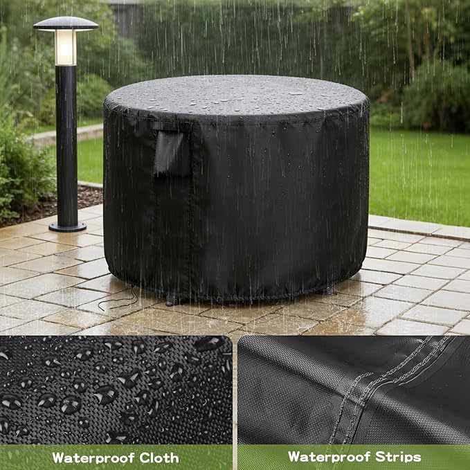 Patio Furniture Covers Round, 48 Inch Outdoor Round Table Cover Waterproof, Patio Furniture Cover for All Weather Resistant - 48 x 28 Inch