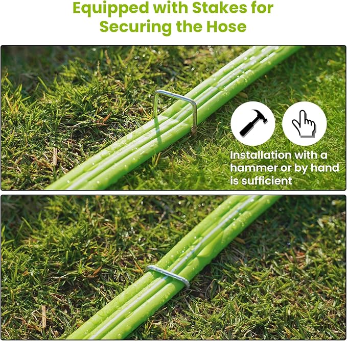 Sprinkler Soaker Hose 25FT 2Pack, Watering Hose with Holes, High-Efficiency Sprinklers System for Garden and Lawn with Staples