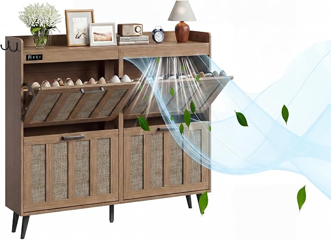 ChooChoo Shoe Storage Cabinet with 4 Flip Drawers and Deodorizer