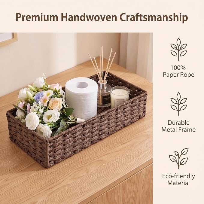 Wicker Toilet Paper Storage Baskets for Bathroom, Toilet Tank, Home Decor