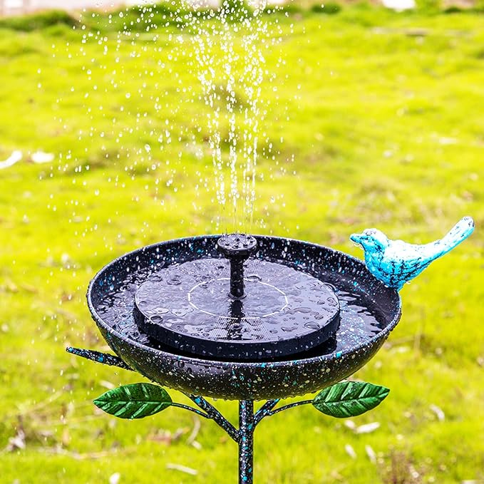 Bird Baths for Outdoors, 41" Tall Black Birdbath with Stake, Metal Bird Baths & Feeder with 9.4" Bowl & Decorative Cast Iron Bird for Outside Garden Yard Decor