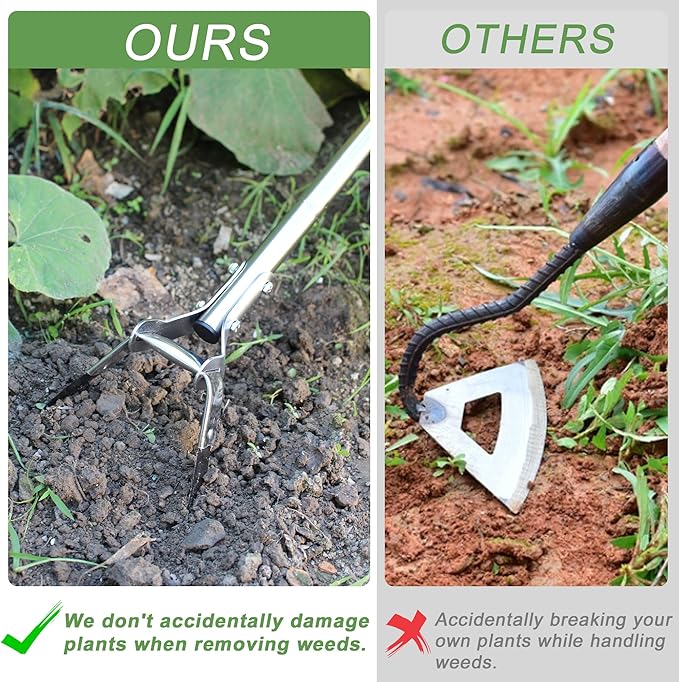 BARAYSTUS Garden Hoe 3-Height Adjustable - 55.9 Inch Long Handle Weeding Tool, Stainless Steel Heavy Duty Scuffle Hoe for Lawn,Yard & Vegetable Garden