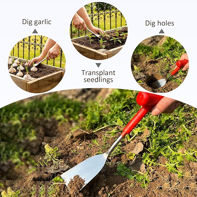 Garden Shovel Garden Hand Trowel, Multifunctional Flat Garden Trowel for Planting, Weeding, Transplanting, Digging, Remove Weeds and Roots, Small Weeding Tool for Gardening Hand Tool (1pcs)