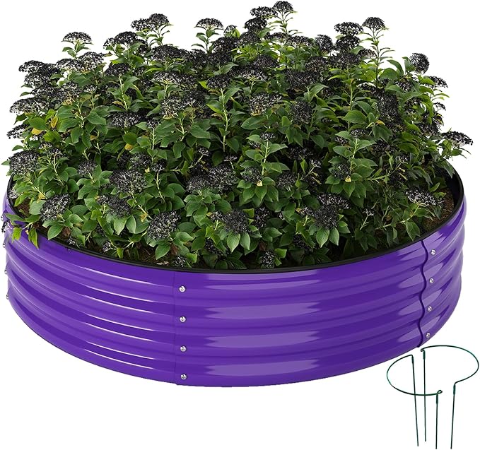 ZFHgarden Galvanized Metal Planter Round Raised Garden Bed Kit for Gardening Outdoor，2x2x1ft Grow Garden Box Raised Flower Bed，Round Galvanized Planter Outdoor Metal Fire Pit Ring
