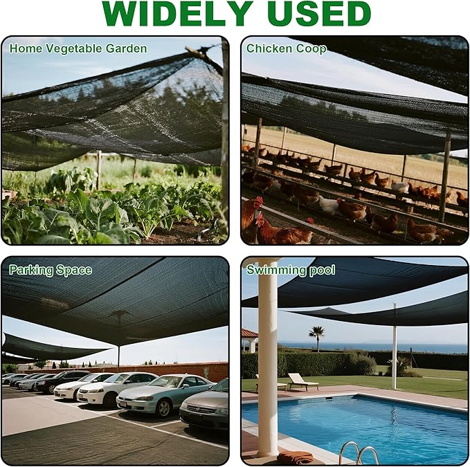 winemana 120x6 FT Outdoor Shade Cloth for Garden & Plants - 50% Large Black Mesh Tarp, UV Resistant Woven Shade Fabric for Greenhouse Farm Row Cover Vegetables Sun Protection Poultry Run