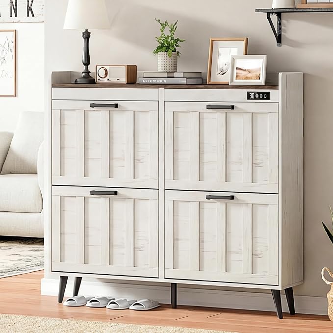 ChooChoo Shoe Storage Cabinet with 4 Flip Drawers and Deodorizer