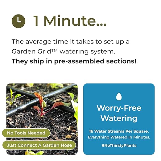 Garden Grid Watering System, 2x8 Cornerless | Garden Irrigation System for Garden Beds | Pre-Assembled, Waters Every Plant, USA-Made | Ideal for Beds w/Corner Posts or Curved Ends | 22.5"x88"