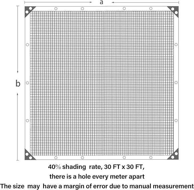 winemana Black Shade Cloth 30x30 FT– 40% Sun Shade Mesh Tarp for Greenhouse, Garden, Patio, Dog Kennel, Chicken Coop, and Outdoor Protection, Plants Cover Shade Netting with 2 Reinforced Grommets