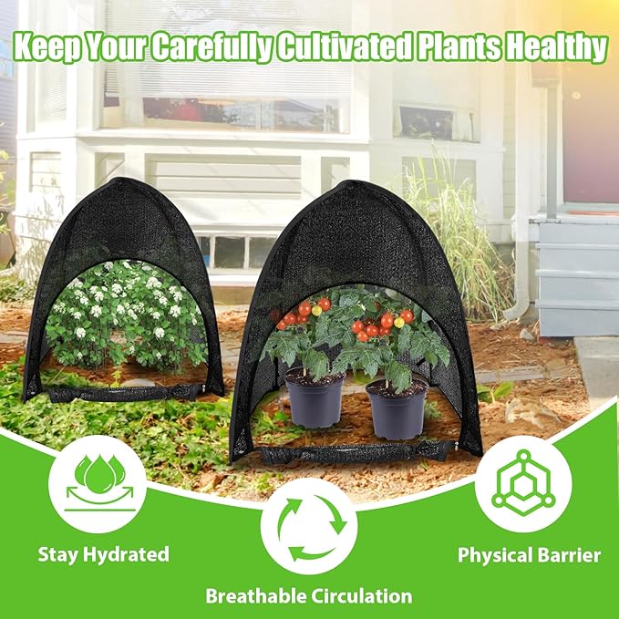 2 Pack Plant Shade Tent, Plant Shades for Outdoor Plants, UV Resisitant 80% Sunblock Shade for Plants Sun Protection, Plant Shade Cover for Flower Potted Plants (28x28x33Inch)