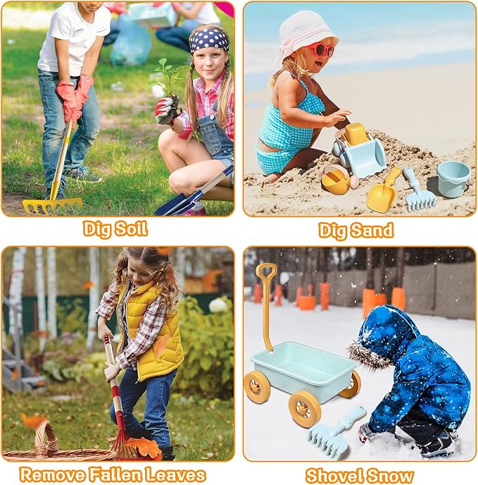 Mostop Kids Gardening Tools Outdoor Toys with Wheelbarrow, Kids Wheelbarrow Outside Toys for Kids Age 4-8, Educational STEM Learning Pretend Toys Outdoor Indoor for Toddlers Kids Boys Girls