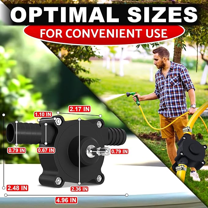 Portable Electric Drill Pump For Water - Self Priming Liquid Transfer Drill Powered Water Pump for Pool Cover Draining, Rain Barrels and Garden Watering | Easy Hose Clamp Setup. Great for Warm Season