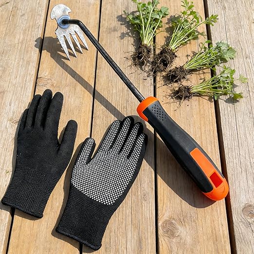 Weed Puller Tool, Upgrade Durable Garden Weeder Tools, Dual Purpose Manual Weed Removal Tool with Manganese Steel Teeth, Portable Uprooting Weeding Tool for Vegetable Gardens Backyards