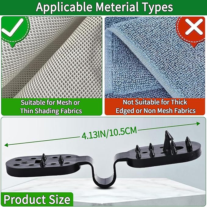 100Pcs Shade Cloth Clips, Black Plastic Heavy Duty Sun Shade Clips for Sun Shade Net, Gardening Shade Cloth, Anti Bird Netting, Removable & Reusable Windproof Awning Clamp (Black-100PCS)