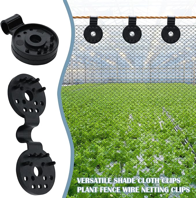 100 PCS Shade Cloth Plastic Clips, Sun Shade Cloth Heavy Duty Lock Grip, Black Round Shade Fabric Fixing Clamp Clips for Sunblock Net, Garden, Greenhouse, Patio, Plant Netting Cover