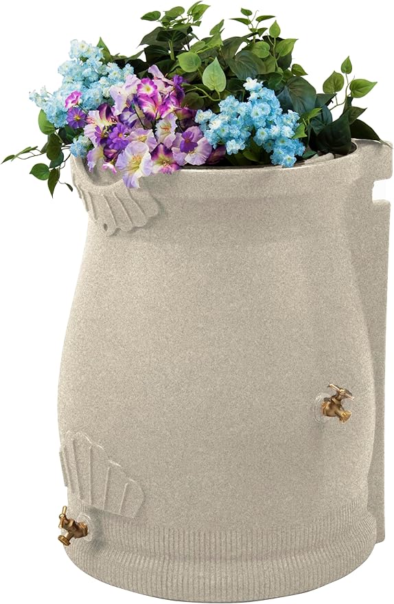 Good Ideas RWUrn50-SAN Rain Wizard Rain Barrel Urn, 50 Gallon, Sandstone