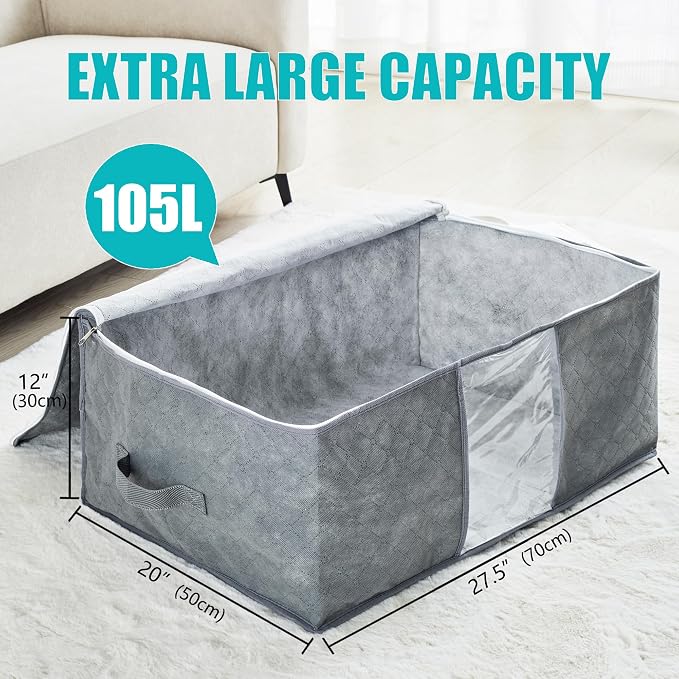 105L Extra Large Storage Bag for Blankets Comforters Bedding Clothes Pillow