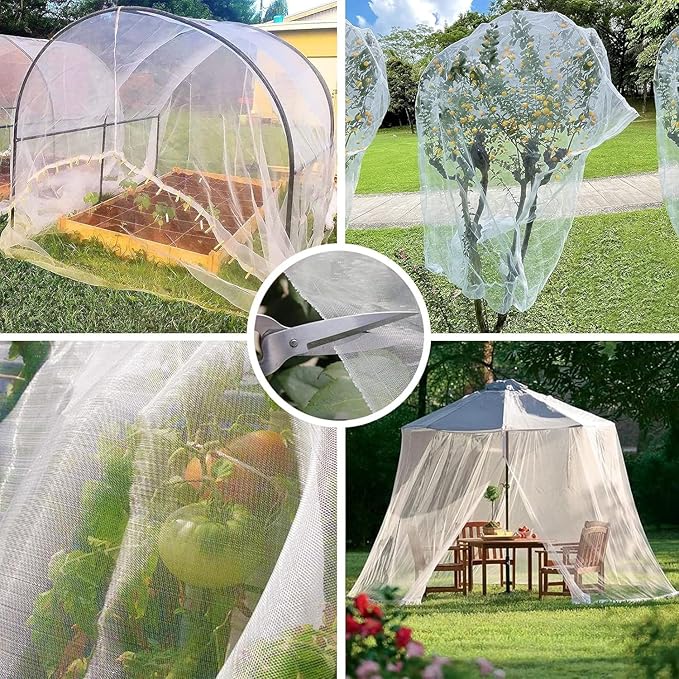 Fine Mesh Garden Netting for Protection, 10'x50' Vegetable Crop Covers Netting for Protect Fruits, Plants, Flowers, Greenhouse Cover Net, Patio Gazebo Screen Barrier