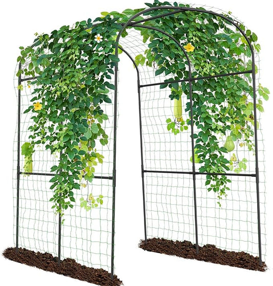 SUNYRISY Garden Arch Trellis for Climbing Plants Outdoor, 71" x 47" x 83" Metal Core Tall Archway Tunnel Plant Support for Cucumber Tomato Vine Flowers Vegetables Climbing Plants