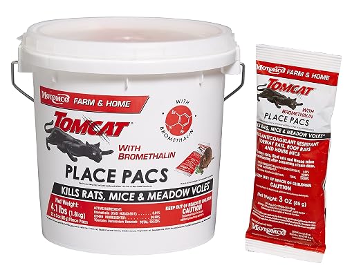 TOMCAT Bromethalin Place Pacs Bait, 4.1 lbs. | Pest Control for Agricultural Buildings and Homes, Kill Rats and Mice