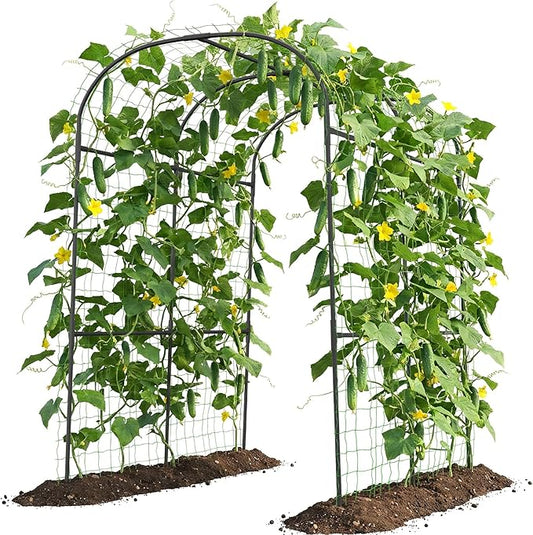 Tall Garden Arch Trellis for Climbing Plants, 83in Tall Metal Plant Support Trellis Archway for Climbing Plant Vegetables Cucumber, Outdoor Yard Lawn Garden Arch Tunnel Trellis