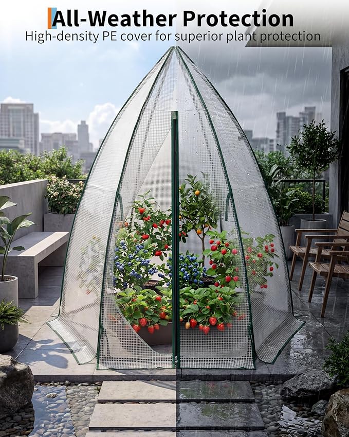54"X54"X71" Mini Hexagonal Greenhouse for Outdoors, Portable Garden Greenhouse with PE Cover, Roll-Up Zipper Door & Mesh Window, Small Greenhouse for Vegetables, Flowers, Herbs
