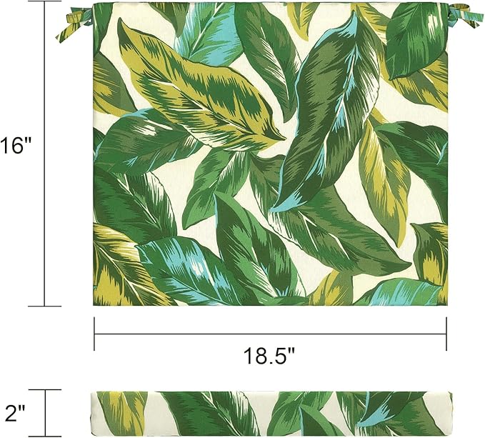 LVTXIII Outdoor Chair Cushions, Water Repellent Patio Furniture Cushions Outdoor Chair Pads with Ties for Dining Chairs and Garden Furniture, 18.5"x16"x2" Set of 4, Lush Leaf Jungle