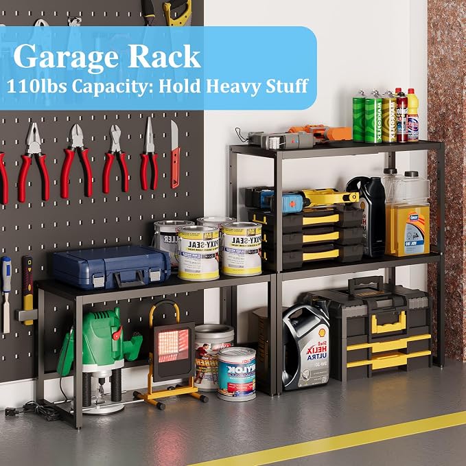 2 Pack Expandable Metal Storage Shelves, 110LBS Heavy Duty Shelving Units