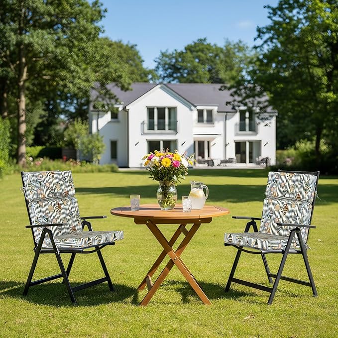 DYTXIII Outdoor High Back Chair Cushions Set of 2, 44"x22" Water Repellent Patio Seat Cushions with Elastic Sponge, All Weather Chair Pads for Rocking, Dining Chairs, Patio Furniture - Crayon Shells