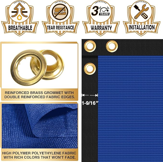 Privacy Fence Screen 5' x 144 Fencing Cover Heavy Duty Mesh Windscreen Cloth for Outdoor Garden Patio Backyard Chain Link Fence Blue