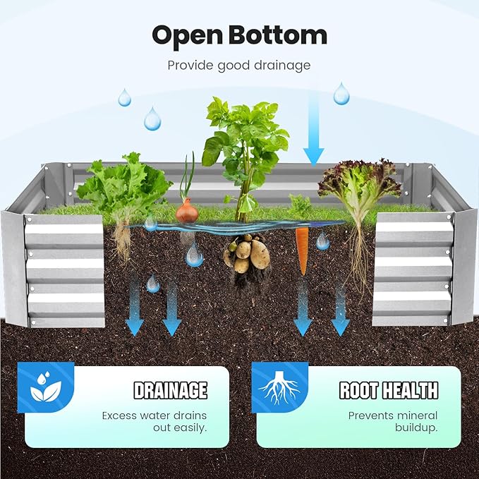 Quictent Raised Garden Bed Galvanized Raised Beds for Gardening Vegetables with Cover 8x4x1 ft Metal Planter Box Outdoor Use (Clear)
