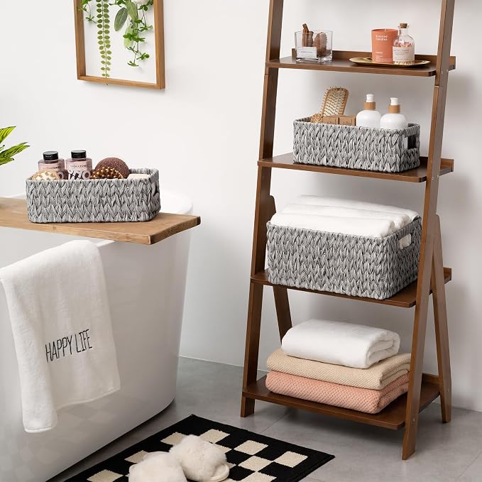 GRANNY SAYS Wicker Baskets for Organizing, Storage Baskets for Shelves | Small Woven Storage Baskets for Shelf, Rattan Basket for Organizing, Wicker Basket Set, 3-Pack Small Waterproof Baskets
