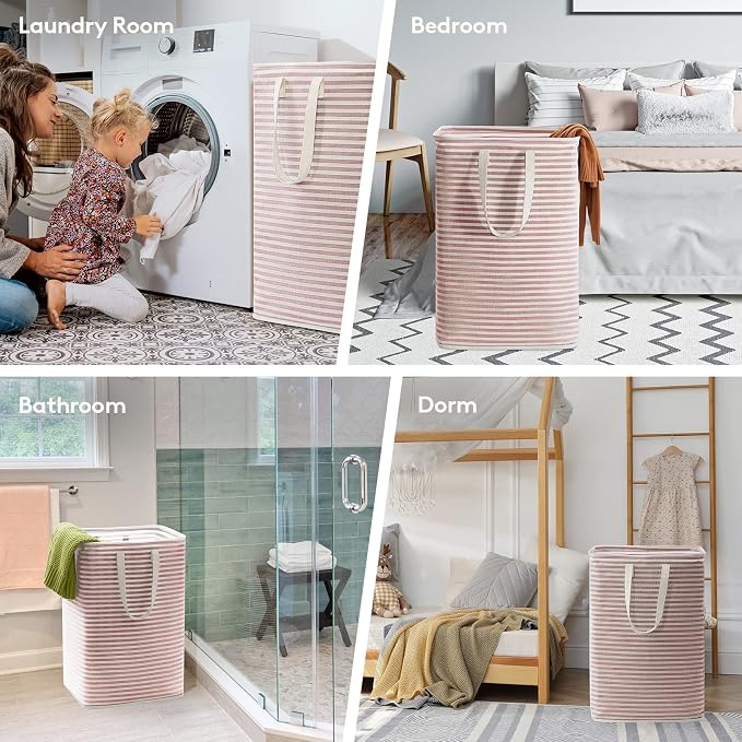 Lifewit 80L Large Laundry Baskets, 1 Pack, Reinforced Handles, Pink