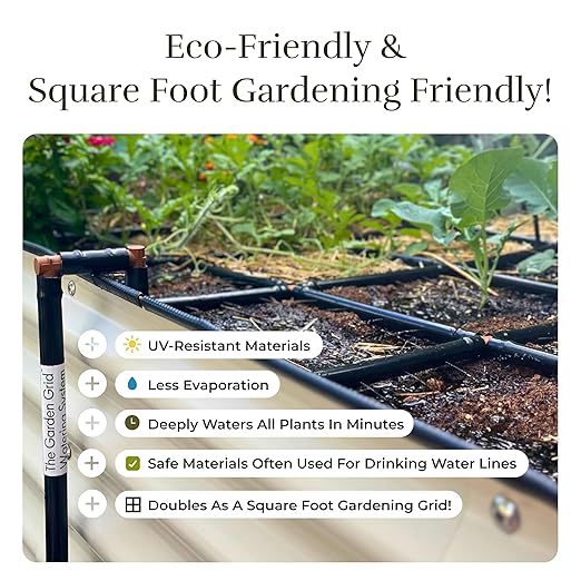 Garden Grid Watering System - 2x8 Standard | Preassembled Garden Watering System for Raised Garden Beds | 1-Min Setup, USA-Made, Lasts 5-10x Longer Than Drip & Soaker | 22.5"x88"