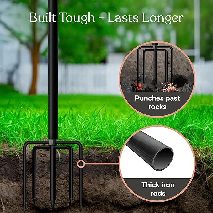 Brightech 2-Pack 10FT String Light Poles for Outdoor Use, Heavy Duty Metal Poles with Fork Base for Hanging Patio Lights, Adjustable for Garden, Backyard, Porch, or Fence Lighting Decor