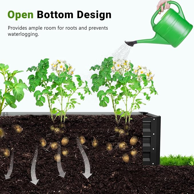 DoCred Galvanized Raised Garden Bed with PVC Cover, 84.6" x 45.3" x 47.2" Metal Planter Bottomless Box w/ Roll-Up Window, Mini Greenhouse Tent for Outdoor Growing Vegetables Flower Fruit