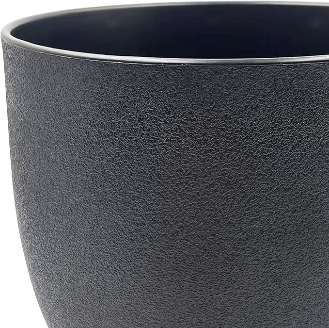 10 Inch Planting Pots Set of 3, Outdoor Planters for All House Plants Black Plastic Flower Pots Modern Decorative Garden Pot with Saucer