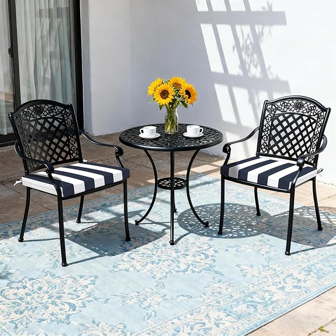 LVTXIII Outdoor Chair Cushions, Fade-Resistant Patio Furniture Cushions Outdoor Chair Pads with Ties for Dining Chairs and Garden Furniture Use, 19"x19"x2" Pack of 2, Cabana Navy