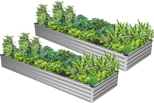 2PCS 9x3x1ft Galvanized Raised Garden Bed Kit, Galvanized Planter Raised Garden Boxes Outdoor, Large Metal Raised Garden Beds for Vegetables,Silver