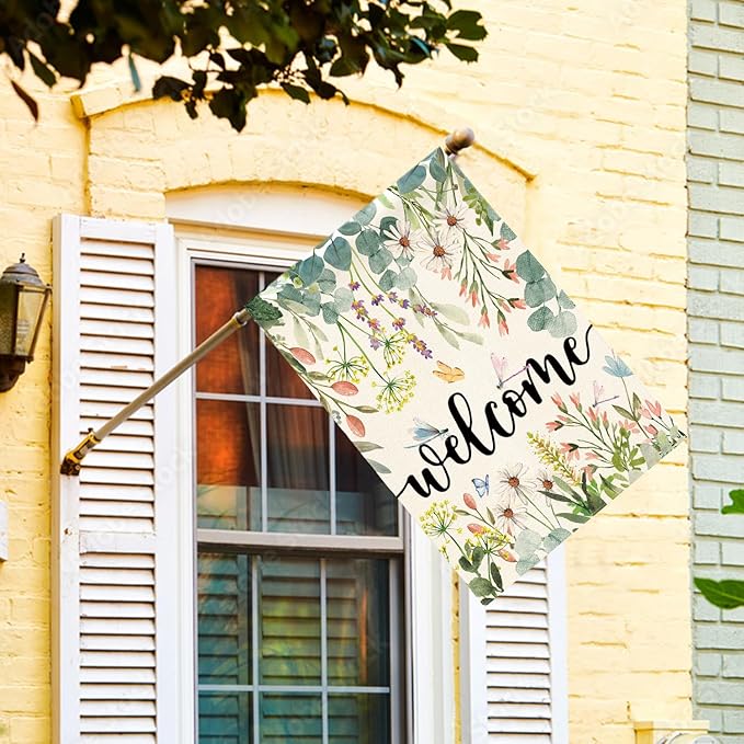 AVOIN colorlife Spring Daisy Flowers House Flag 28 x 40 Inch Double Sided, Seasonal Welcome Yard Outdoor Flag