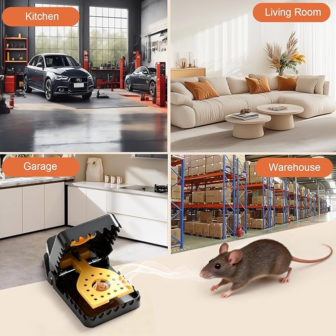 6 Pack Mouse Traps, Large Mouse Trap Indoor for Home, Mice Traps Snap High Sensitive, Easy & Quick-Set Mousetrap, Reusable Rat Trap, Sanitary Pet Safe Rodent Catcher for Outdoor/Garage/Kitchen/Garden