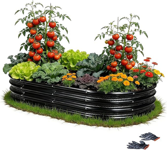 Gartist 8×4×1 ft Large Black Raised Garden Bed Planter, Easy Assembly Metal Garden Bed Outdoor for Vegetables, Flowers & Herbs