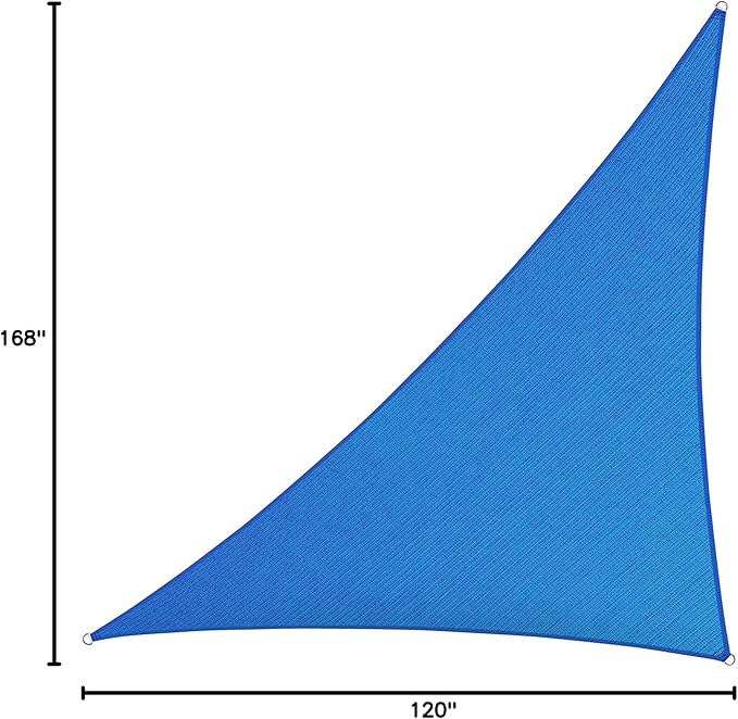 ShadeMart 10' x 10' x 14.1' Blue Right Triangle Sun Shade Sail UPF50 Canopy smTAPT08 Cloth Screen, Water Air Permeable & UV Blockage, Commercial Grade, Carport Patio Outdoor - (We Customize Size)