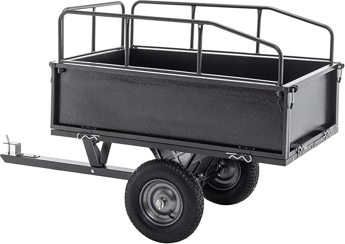 600LBS Heavy Duty Steel Dump Cart Trailer, 17 Cu.Ft. Tow Behind Hauling & Dumping Wagon for ATV, Lawn Tractor, and Garden with 16" Tires