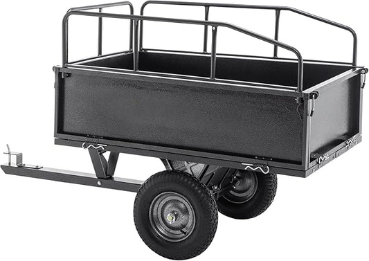 600LBS Heavy Duty Steel Dump Cart Trailer, 17 Cu.Ft. Tow Behind Hauling & Dumping Wagon for ATV, Lawn Tractor, and Garden with 16" Tires