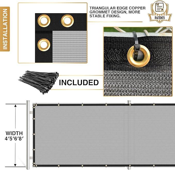 Privacy Fence Screen 5' x 66' Fencing Cover Heavy Duty Mesh Windscreen Cloth for Outdoor Garden Patio Backyard Chain Link Fence Gray