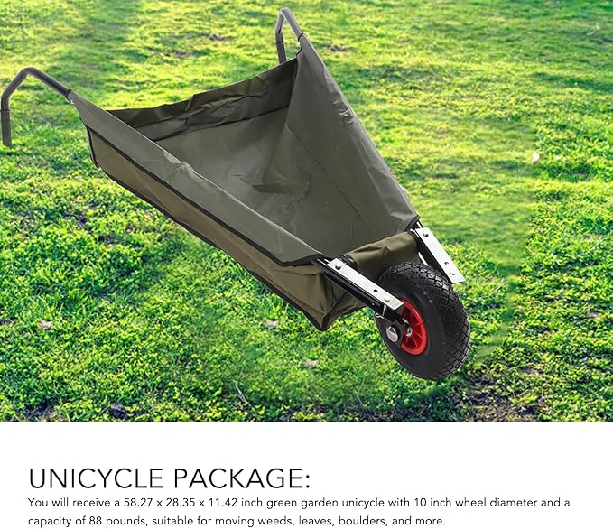 Collapsible Garden Wheelbarrow, Large Capacity Foldable Yard Cart with 10 Inch Pneumatic Wheels and Steel Frame, for Moving Grass Weeds Bark Soil, Collapsible Wheelbarrow